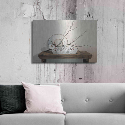 Luxe Metal Art 'Wire Basket With Cotton' by Cecile Baird, Metal Wall Art,36x24