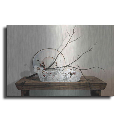 Luxe Metal Art 'Wire Basket With Cotton' by Cecile Baird, Metal Wall Art