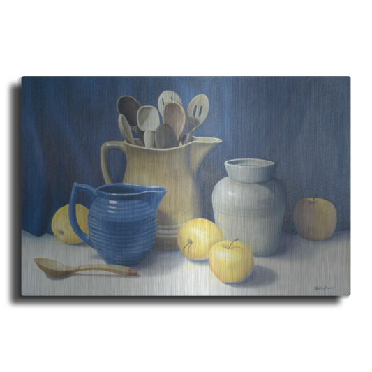 Luxe Metal Art 'Blue Pitcher' by Cecile Baird, Metal Wall Art