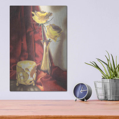 Luxe Metal Art 'Candle Lit Roses' by Cecile Baird, Metal Wall Art,12x16