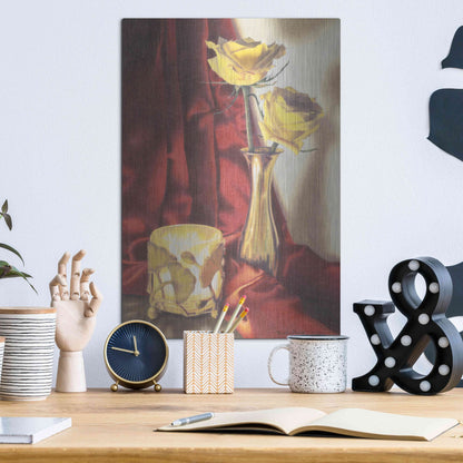 Luxe Metal Art 'Candle Lit Roses' by Cecile Baird, Metal Wall Art,12x16