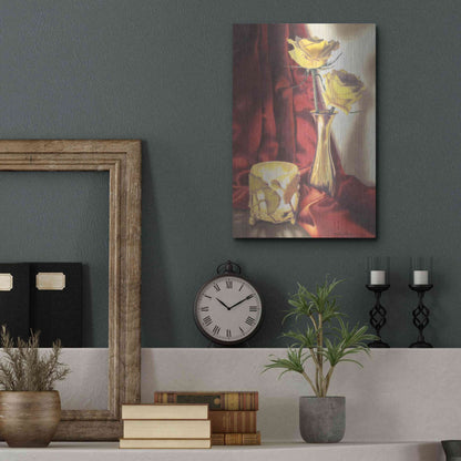 Luxe Metal Art 'Candle Lit Roses' by Cecile Baird, Metal Wall Art,12x16