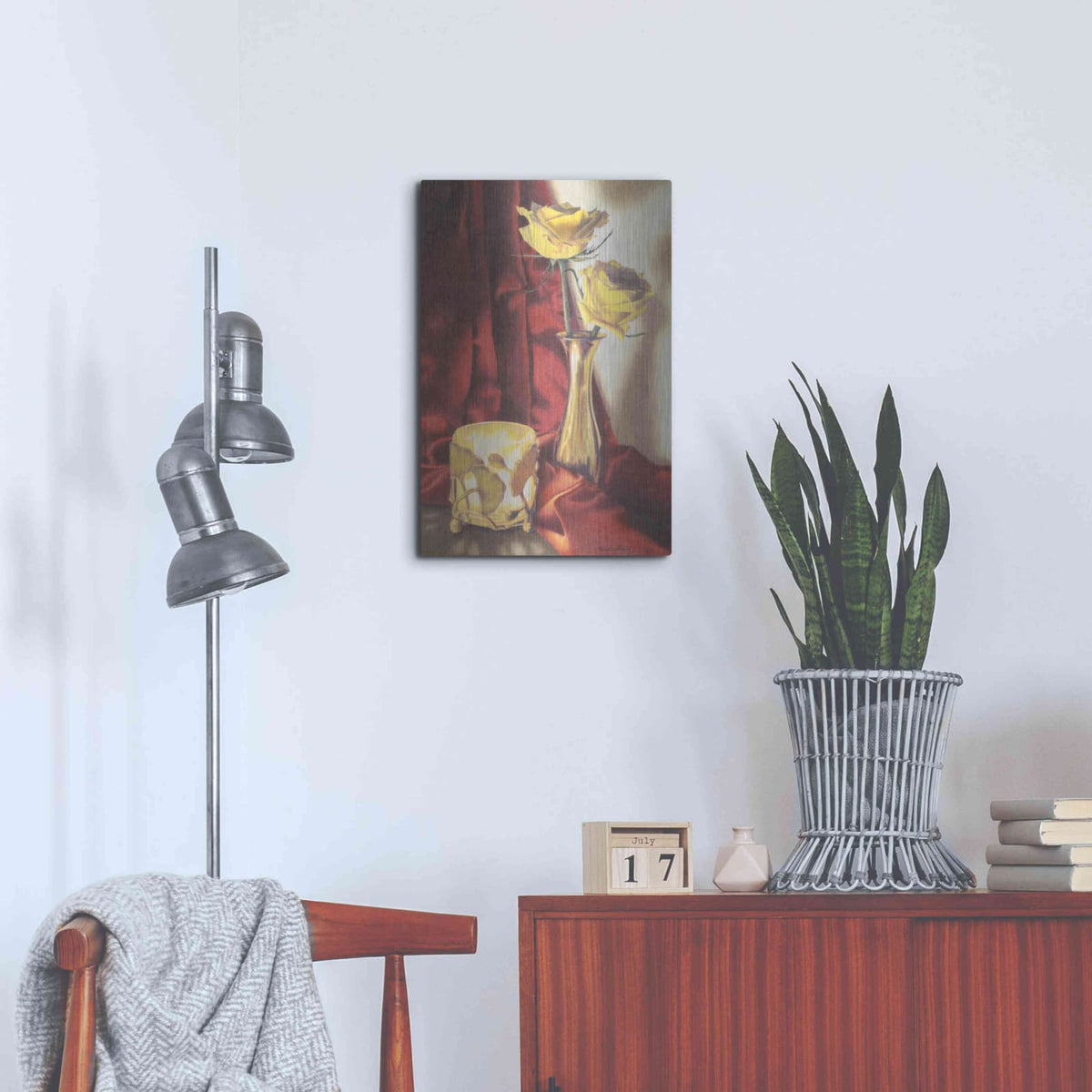 'Candle Lit Roses' by Cecile Baird – Metal Wall Art, 16x24 room view