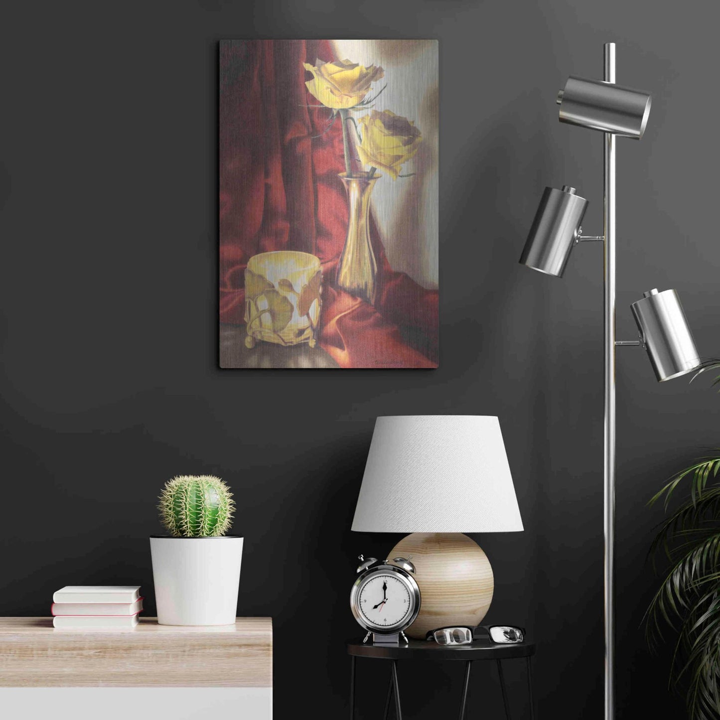 Luxe Metal Art 'Candle Lit Roses' by Cecile Baird, Metal Wall Art,16x24