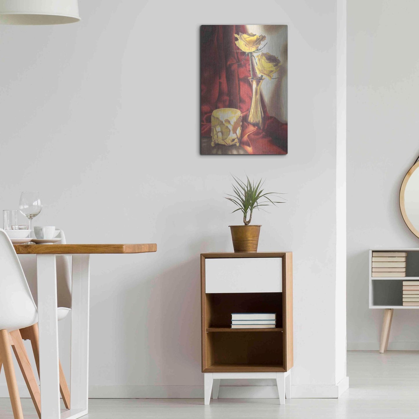 Luxe Metal Art 'Candle Lit Roses' by Cecile Baird, Metal Wall Art,16x24