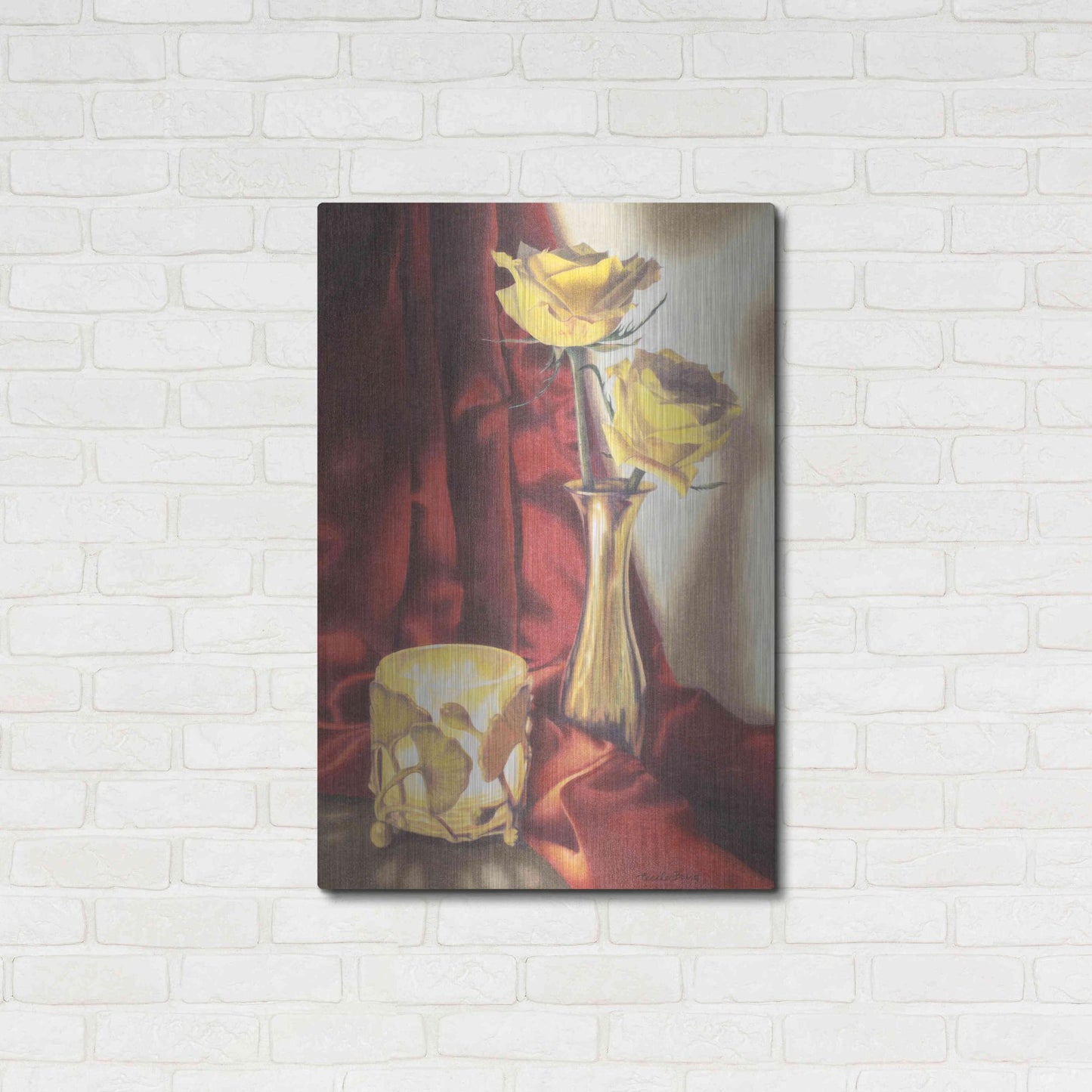 Luxe Metal Art 'Candle Lit Roses' by Cecile Baird, Metal Wall Art,24x36