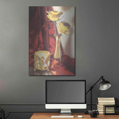 Luxe Metal Art 'Candle Lit Roses' by Cecile Baird, Metal Wall Art,24x36