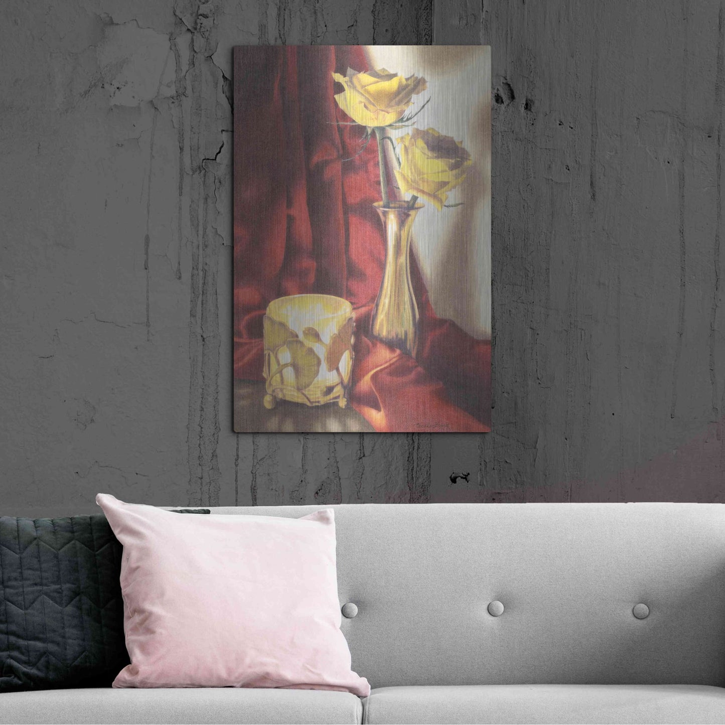 Luxe Metal Art 'Candle Lit Roses' by Cecile Baird, Metal Wall Art,24x36