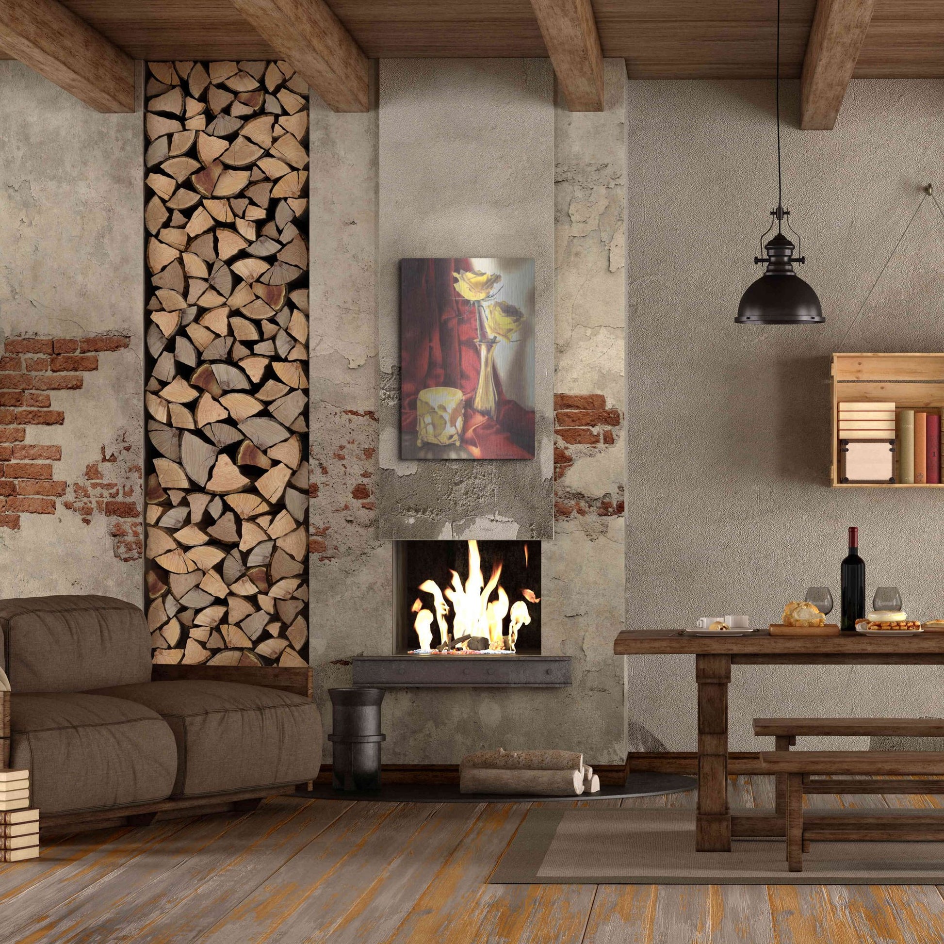 Luxe Metal Art 'Candle Lit Roses' by Cecile Baird, Metal Wall Art,24x36