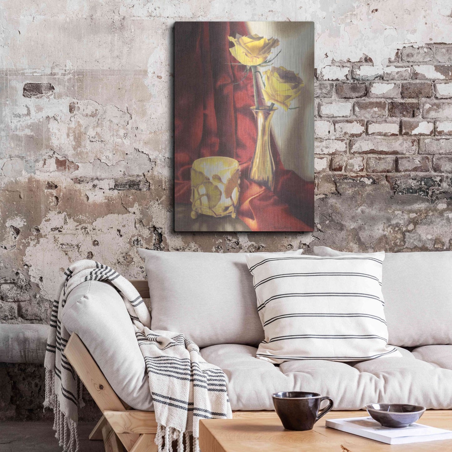 Luxe Metal Art 'Candle Lit Roses' by Cecile Baird, Metal Wall Art,24x36