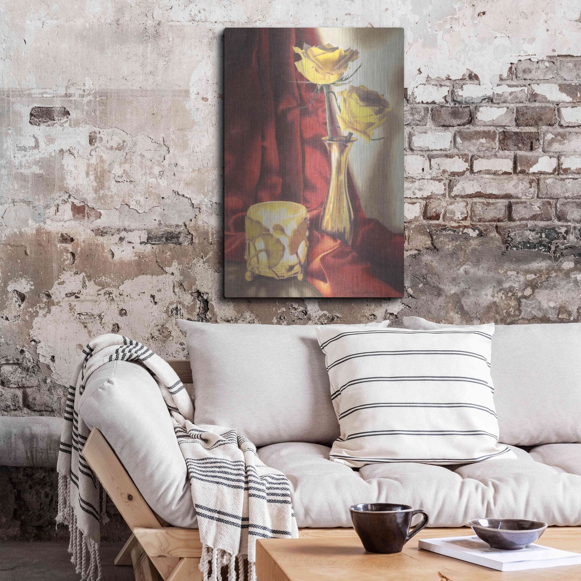 Luxe Metal Art 'Candle Lit Roses' by Cecile Baird, Metal Wall Art,24x36