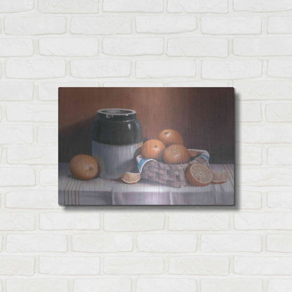 Luxe Metal Art 'Crock With Oranges' by Cecile Baird, Metal Wall Art,24x16