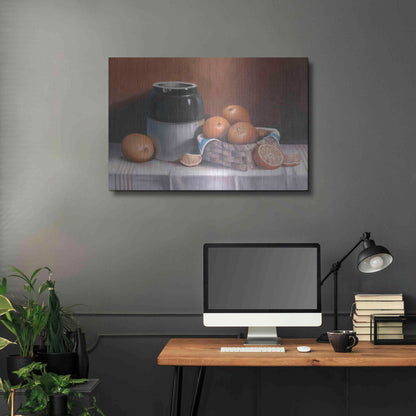 Luxe Metal Art 'Crock With Oranges' by Cecile Baird, Metal Wall Art,36x24