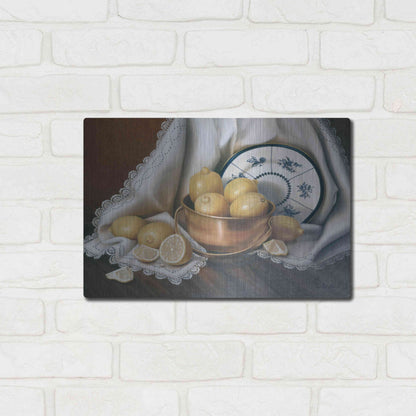 Luxe Metal Art 'Lemons & Lace' by Cecile Baird, Metal Wall Art,16x12