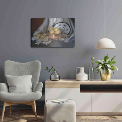 Luxe Metal Art 'Lemons & Lace' by Cecile Baird, Metal Wall Art,24x16