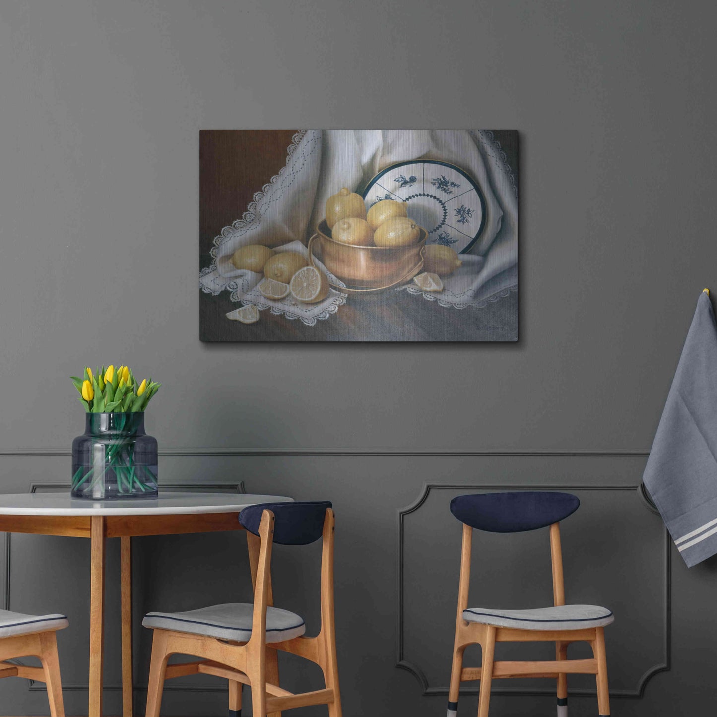 Luxe Metal Art 'Lemons & Lace' by Cecile Baird, Metal Wall Art,36x24