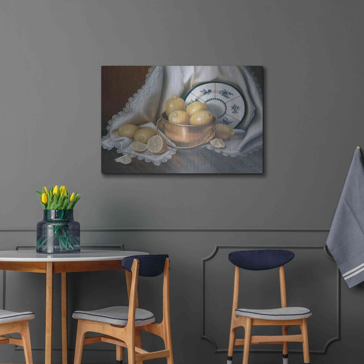 'Lemons & Lace' by Cecile Baird – Metal Wall Art, 36x24 room view