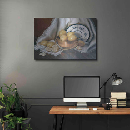 Luxe Metal Art 'Lemons & Lace' by Cecile Baird, Metal Wall Art,36x24