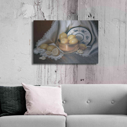 Luxe Metal Art 'Lemons & Lace' by Cecile Baird, Metal Wall Art,36x24