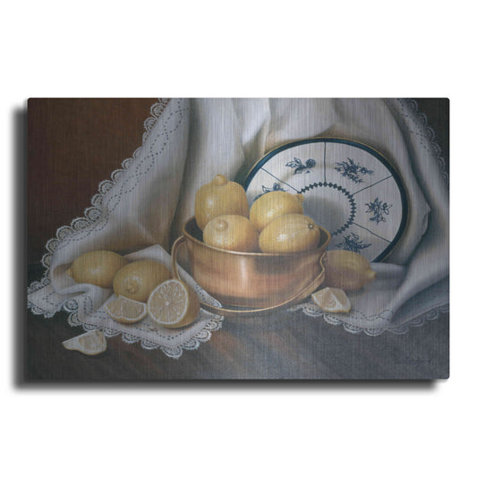 Luxe Metal Art 'Lemons & Lace' by Cecile Baird, Metal Wall Art