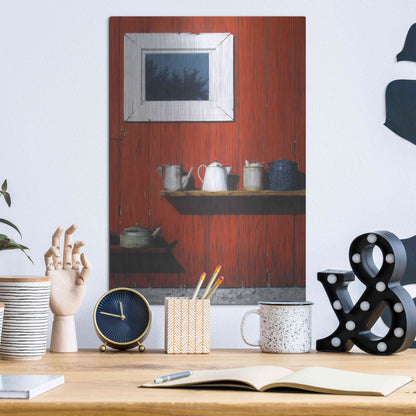 Luxe Metal Art 'Red Barn Antiques' by Cecile Baird, Metal Wall Art,12x16