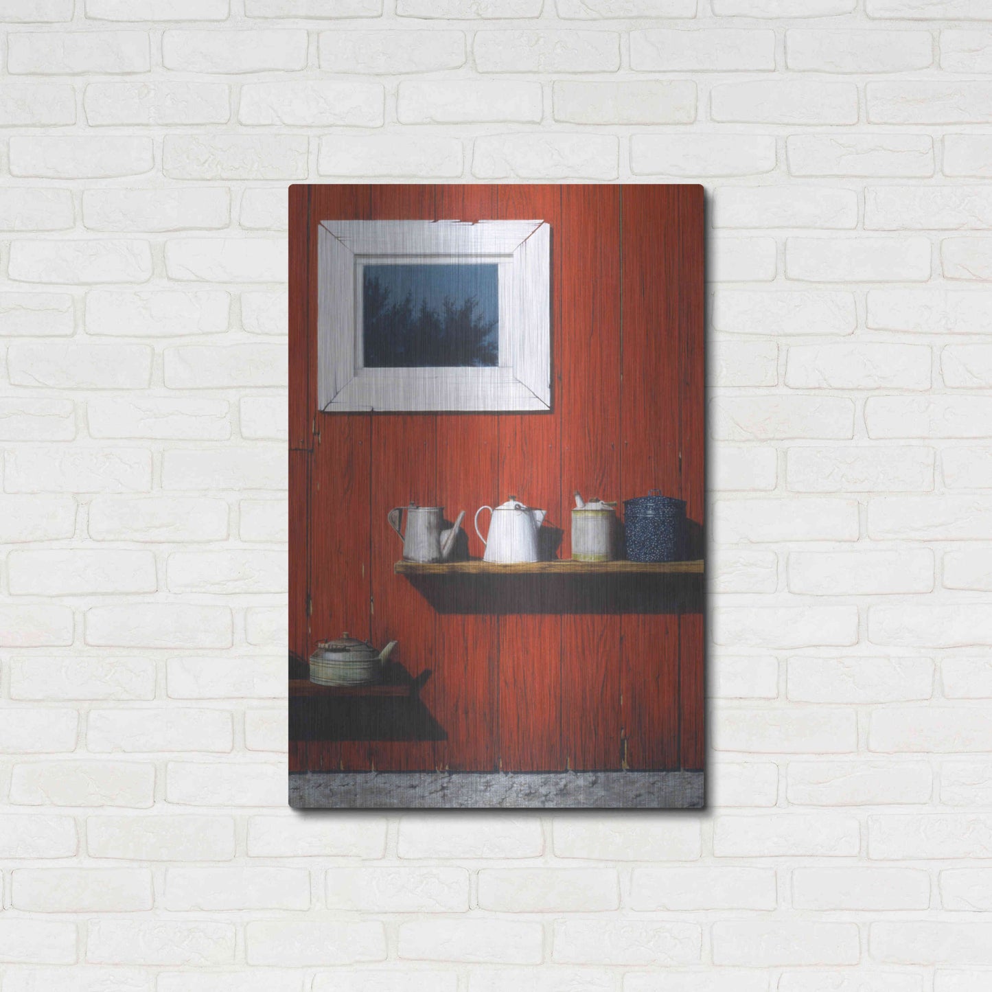 Luxe Metal Art 'Red Barn Antiques' by Cecile Baird, Metal Wall Art,24x36