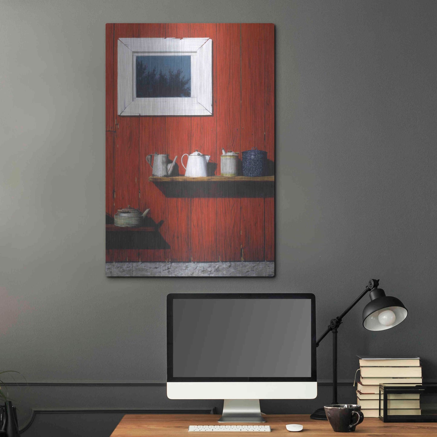 Luxe Metal Art 'Red Barn Antiques' by Cecile Baird, Metal Wall Art,24x36