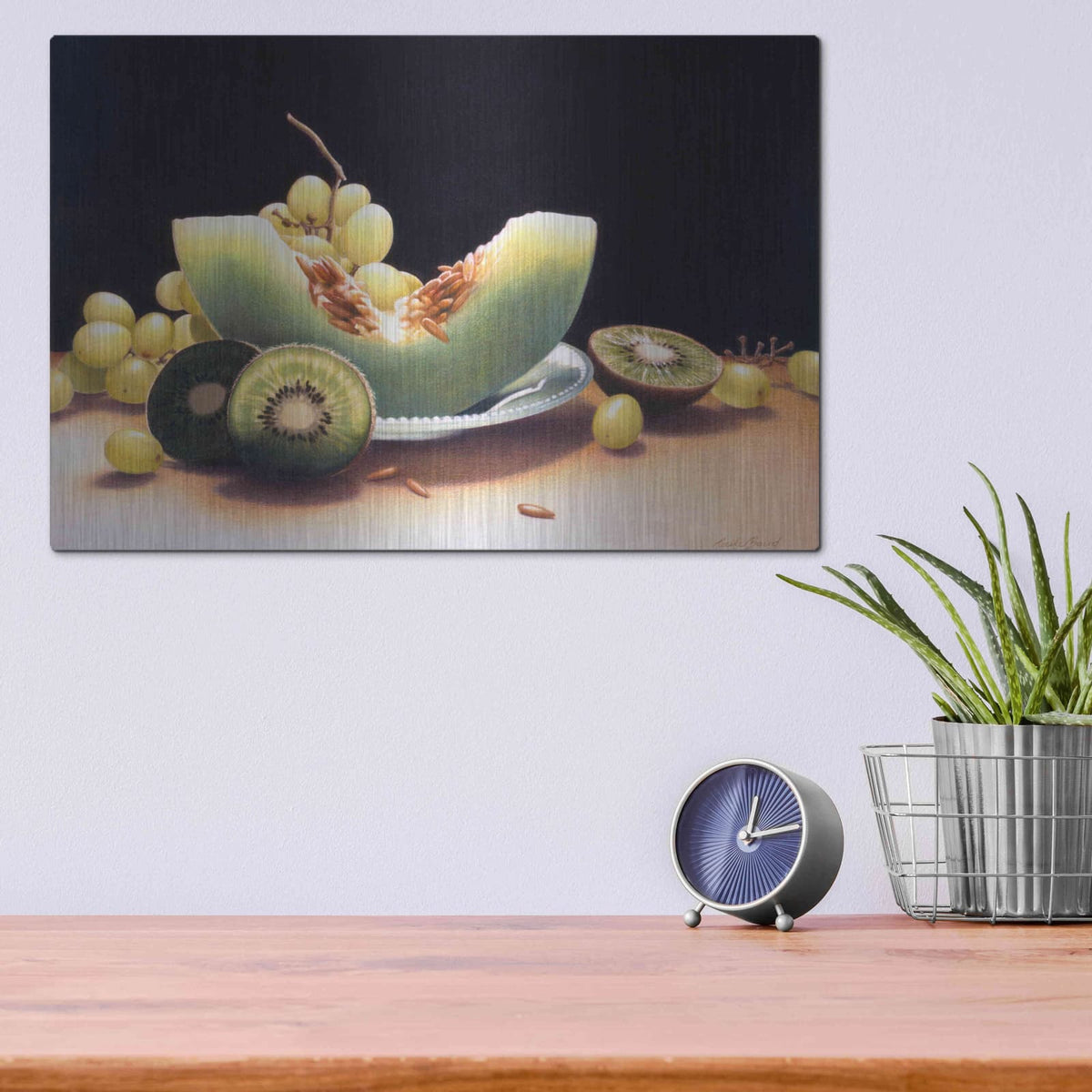 'Shades Of Green' by Cecile Baird – Metal Wall Art, 16x12 room view