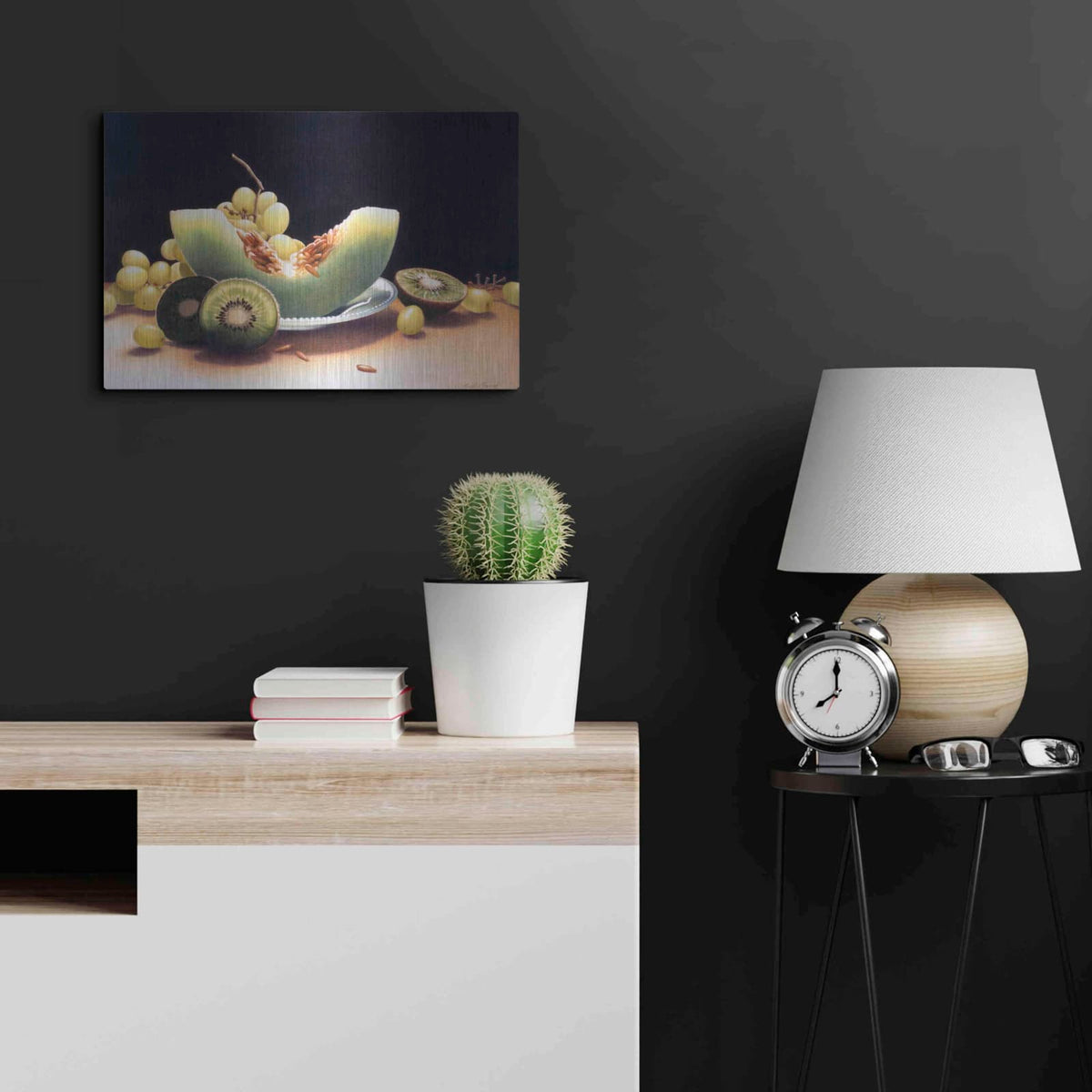 'Shades Of Green' by Cecile Baird – Metal Wall Art, 24x16 room view
