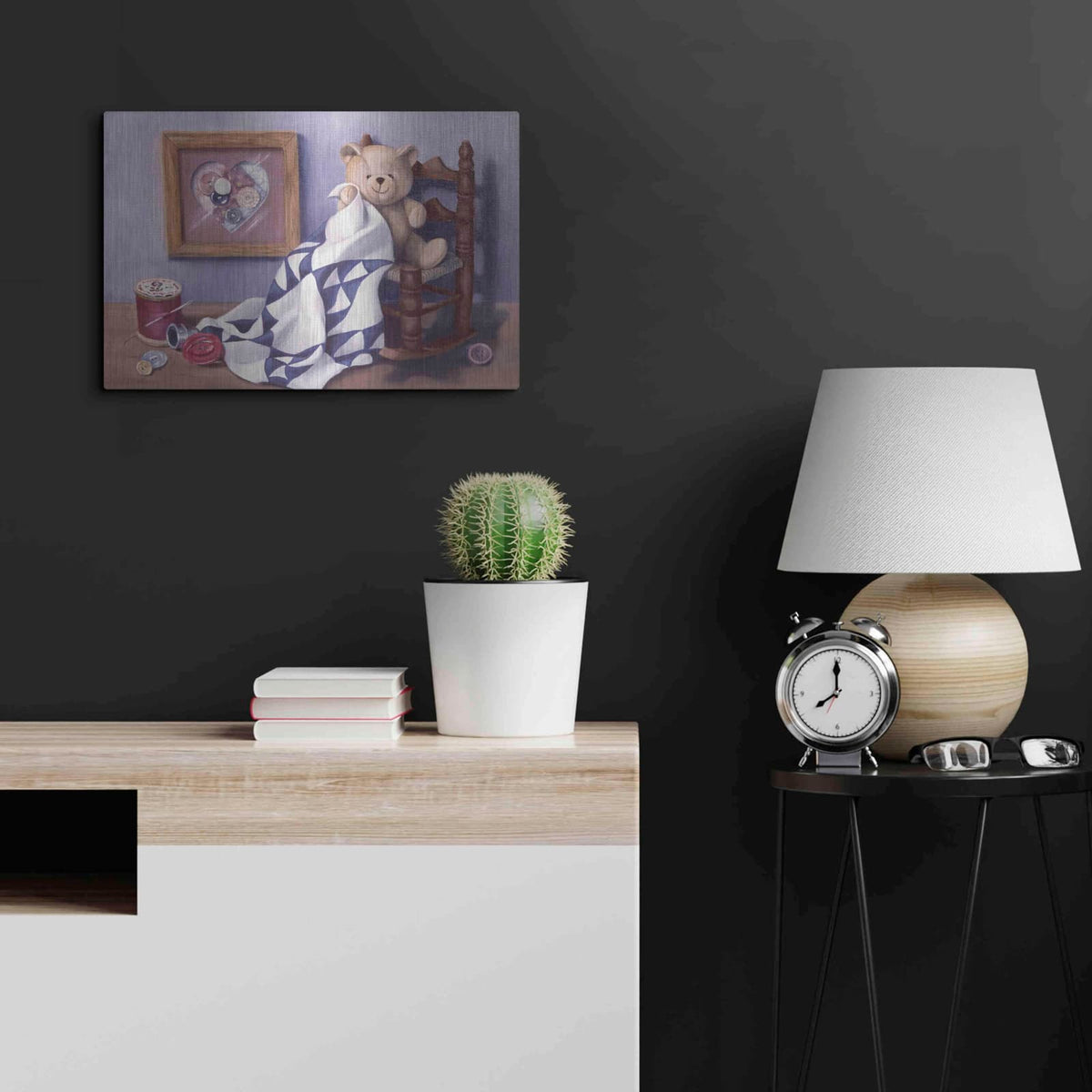 'Teddy & Red Button 2' by Cecile Baird – Metal Wall Art, 24x16 room view