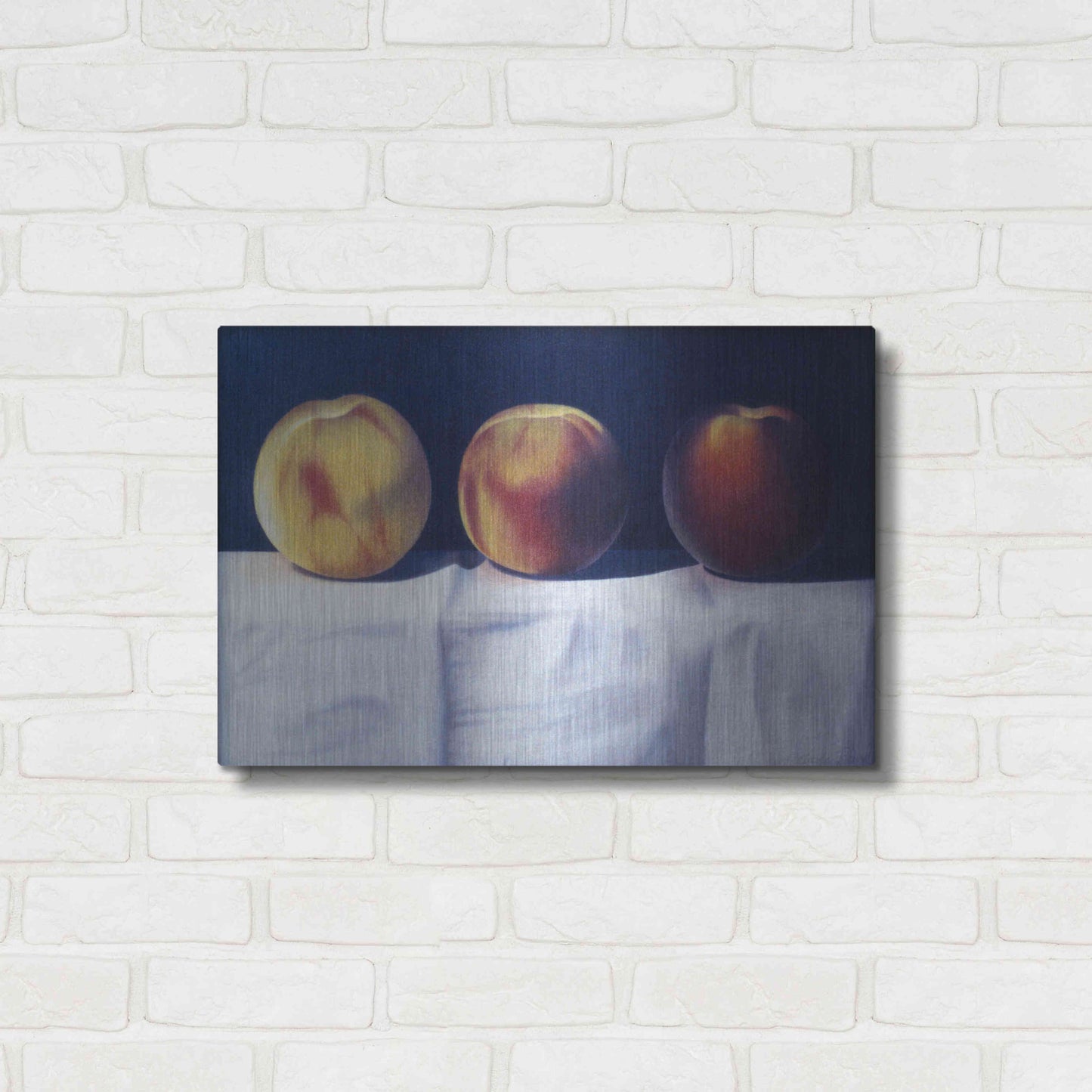 Luxe Metal Art 'Three Peaches' by Cecile Baird, Metal Wall Art,24x16