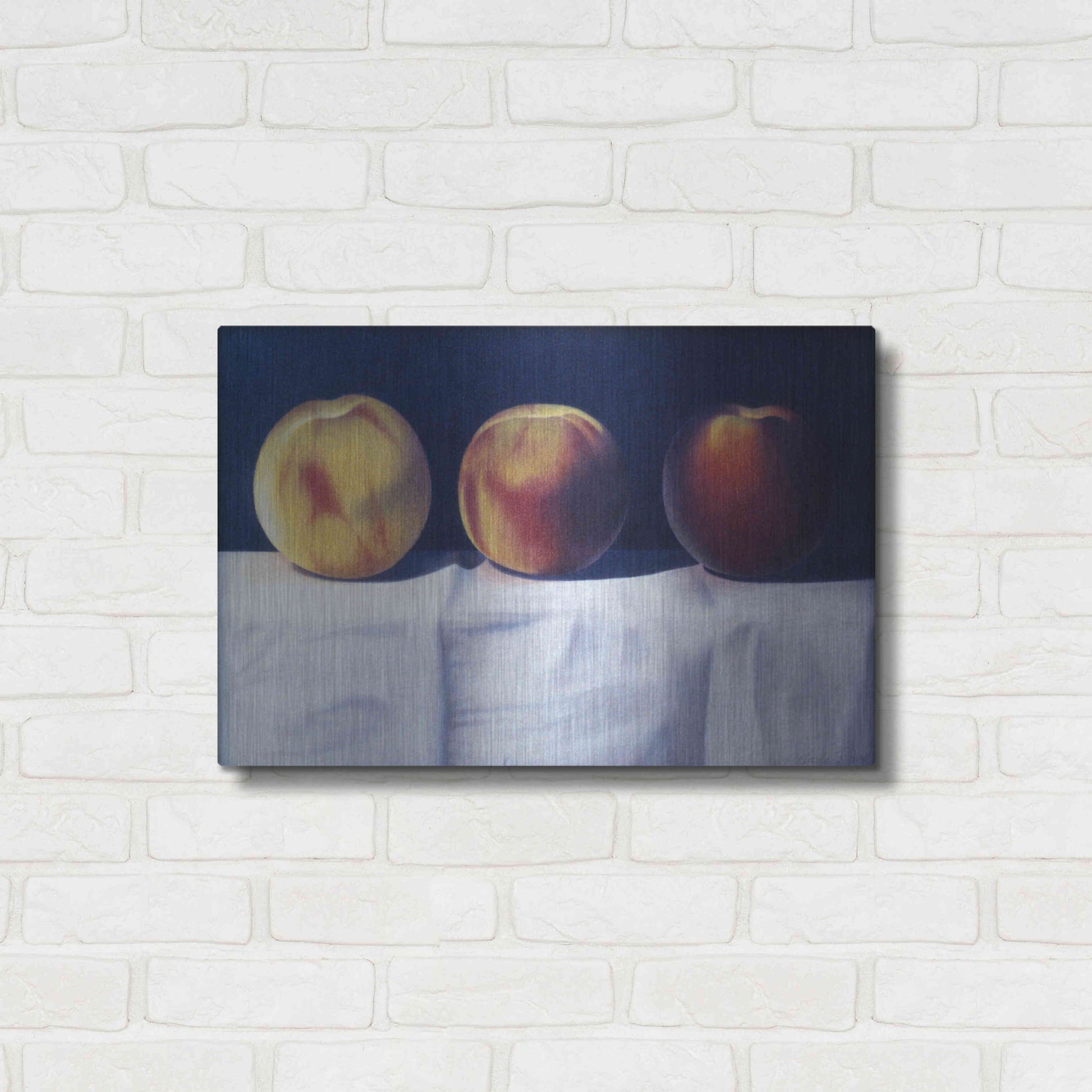 Luxe Metal Art 'Three Peaches' by Cecile Baird, Metal Wall Art,24x16