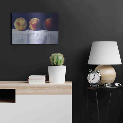 Luxe Metal Art 'Three Peaches' by Cecile Baird, Metal Wall Art,24x16