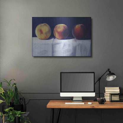 Luxe Metal Art 'Three Peaches' by Cecile Baird, Metal Wall Art,36x24