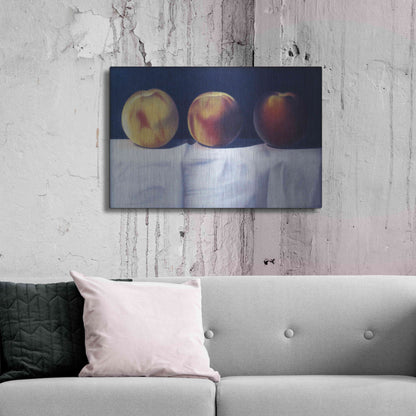 Luxe Metal Art 'Three Peaches' by Cecile Baird, Metal Wall Art,36x24
