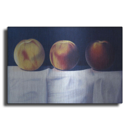 Luxe Metal Art 'Three Peaches' by Cecile Baird, Metal Wall Art