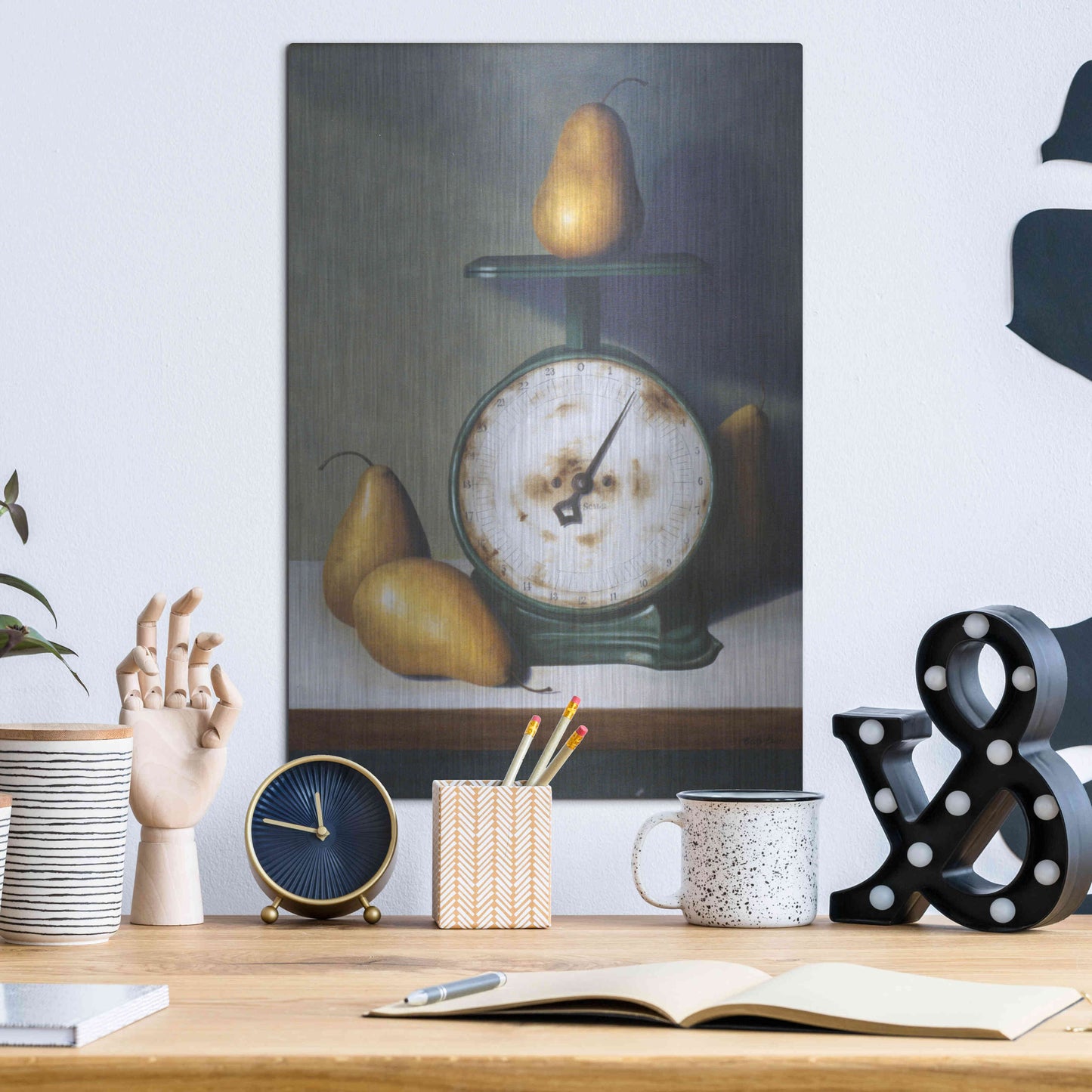 Luxe Metal Art 'Two Pound Pear' by Cecile Baird, Metal Wall Art,12x16