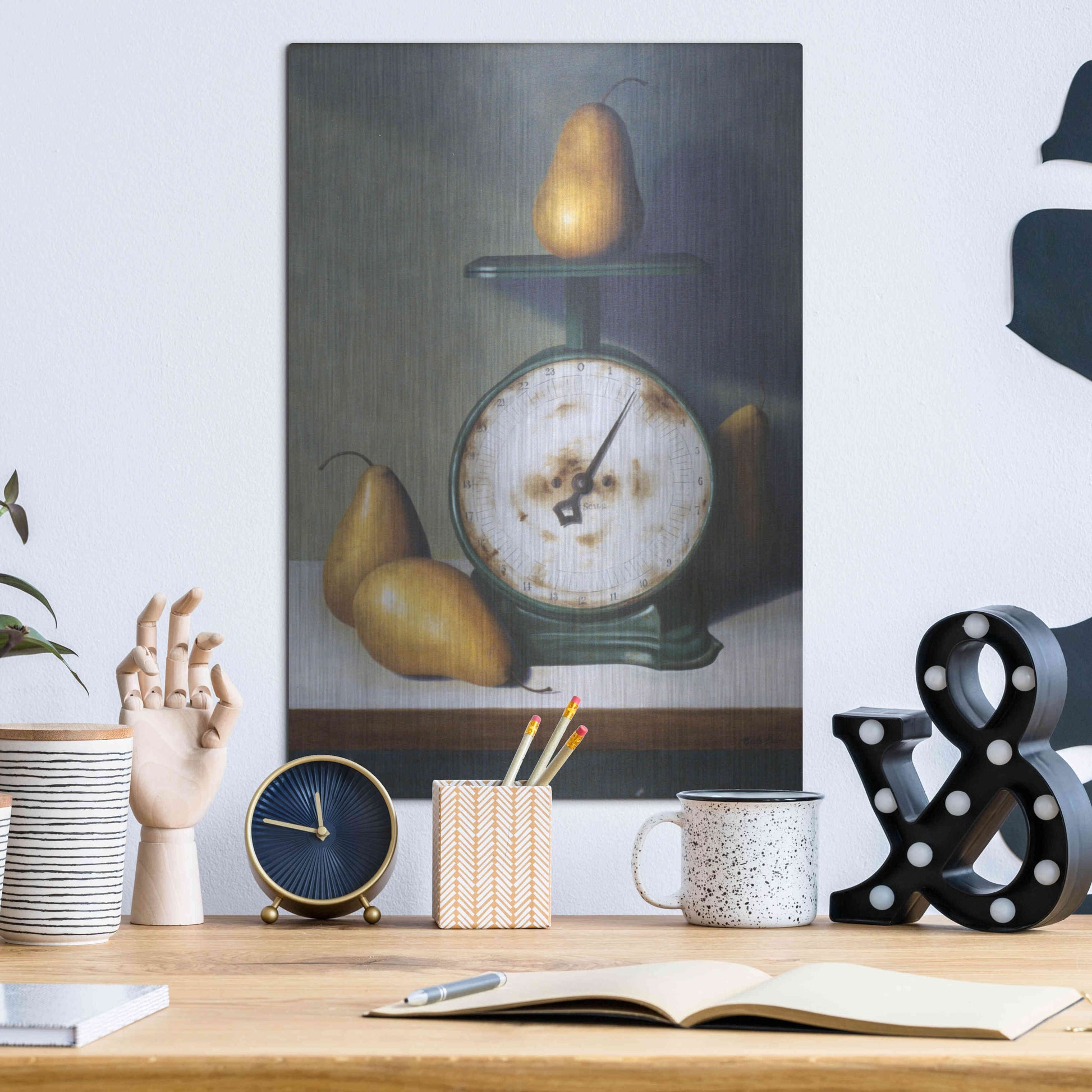 Luxe Metal Art 'Two Pound Pear' by Cecile Baird, Metal Wall Art,12x16