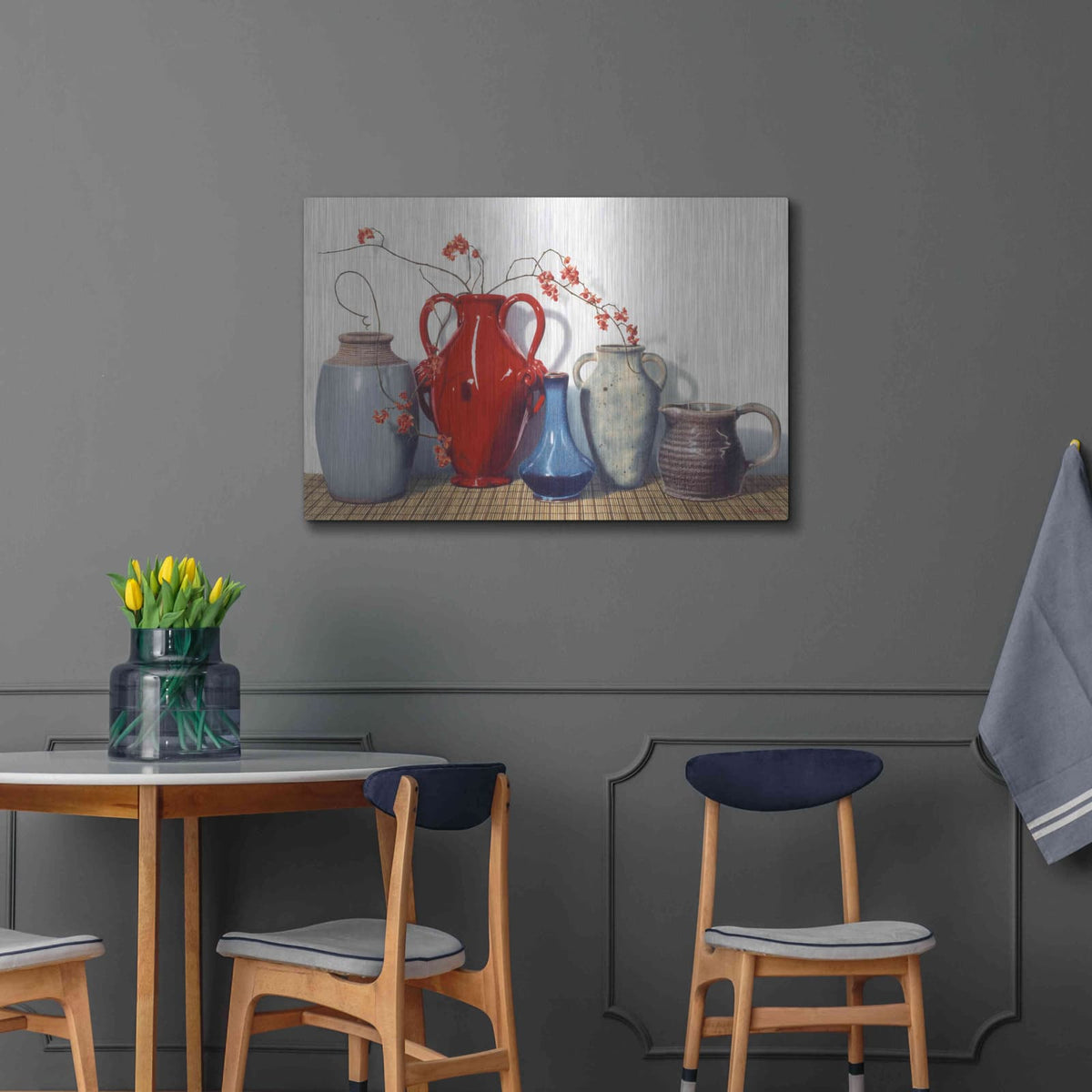 'Vases And Vines' by Cecile Baird – Metal Wall Art, 36x24 room view
