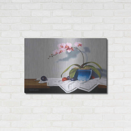 Luxe Metal Art 'Plums And Orchids' by Cecile Baird, Metal Wall Art,36x24