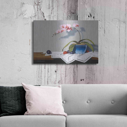 Luxe Metal Art 'Plums And Orchids' by Cecile Baird, Metal Wall Art,36x24