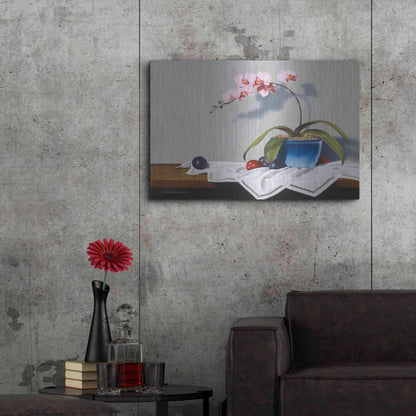 Luxe Metal Art 'Plums And Orchids' by Cecile Baird, Metal Wall Art,36x24