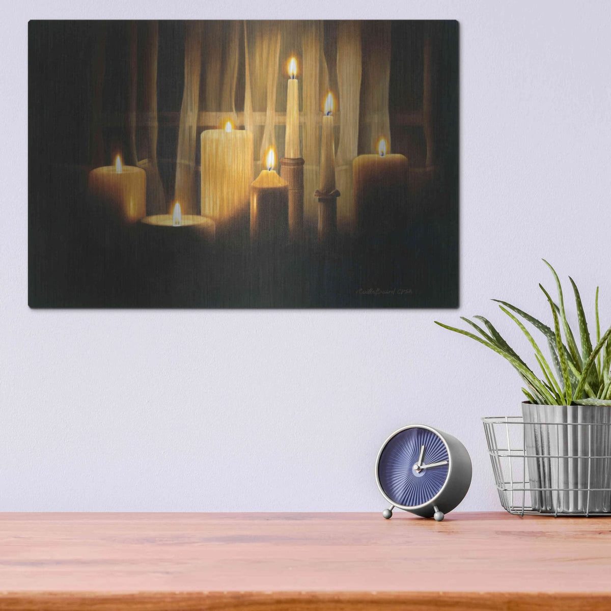 'Burning Bright' by Cecile Baird – Metal Wall Art, 16x12 room view