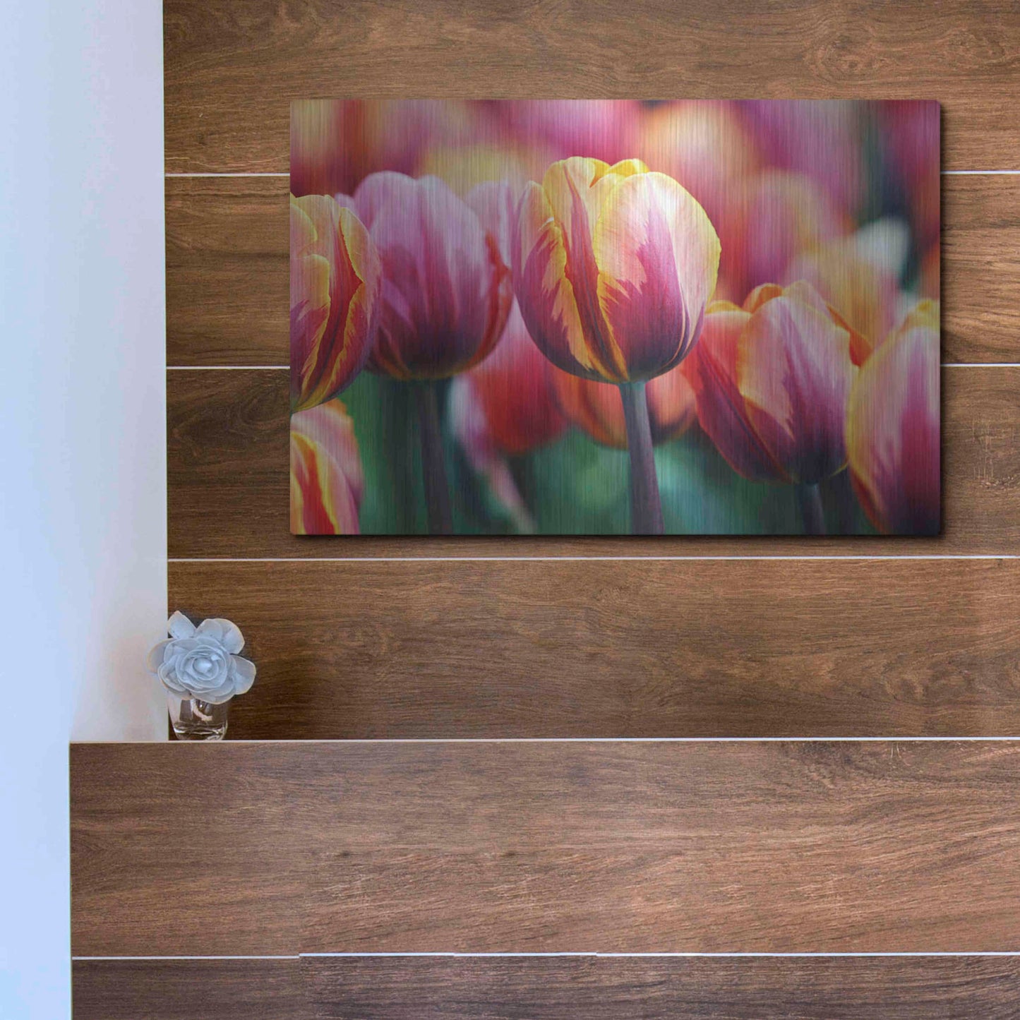 Luxe Metal Art 'Big Love Tulips' by Clive Branson, Metal Wall Art,16x12