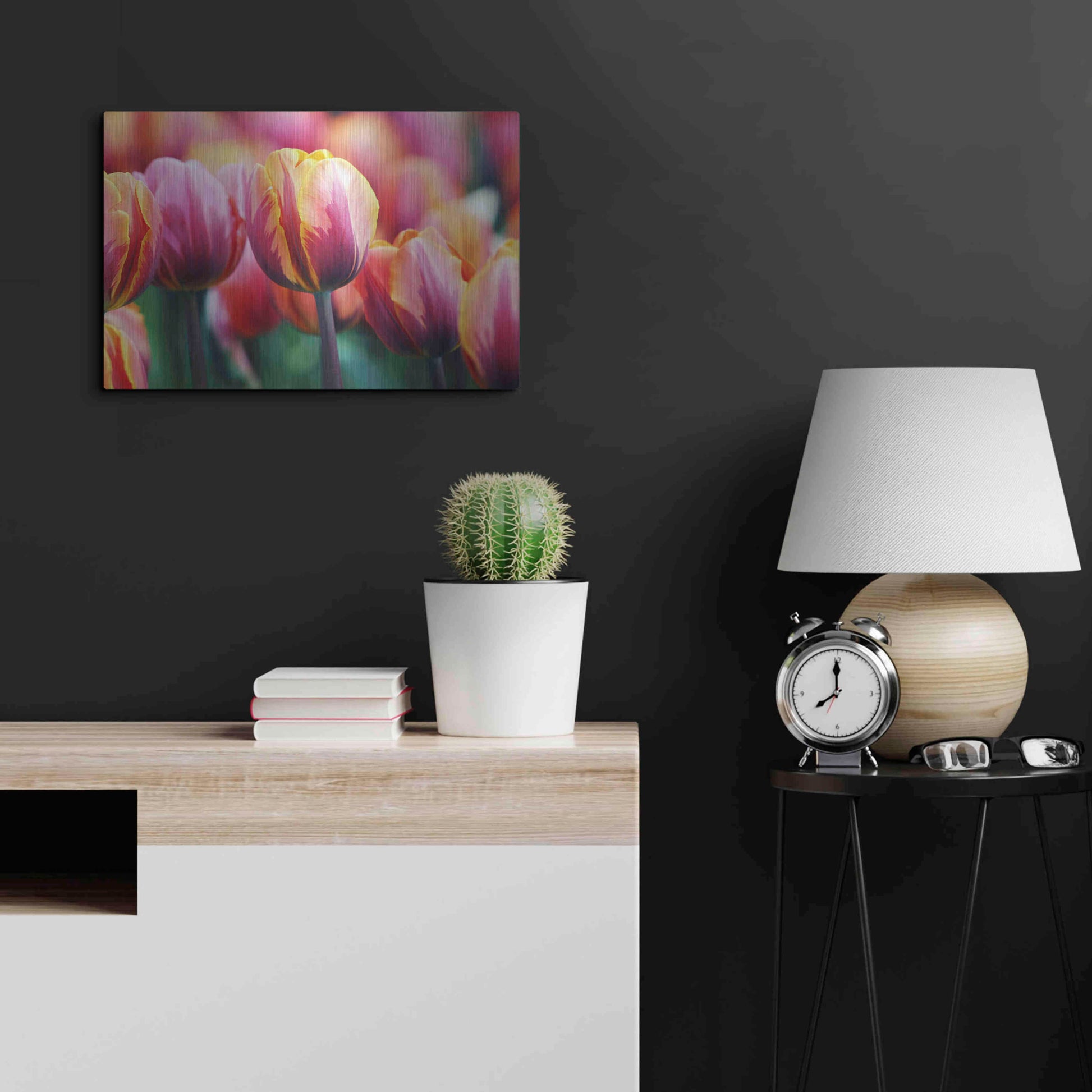 Luxe Metal Art 'Big Love Tulips' by Clive Branson, Metal Wall Art,24x16