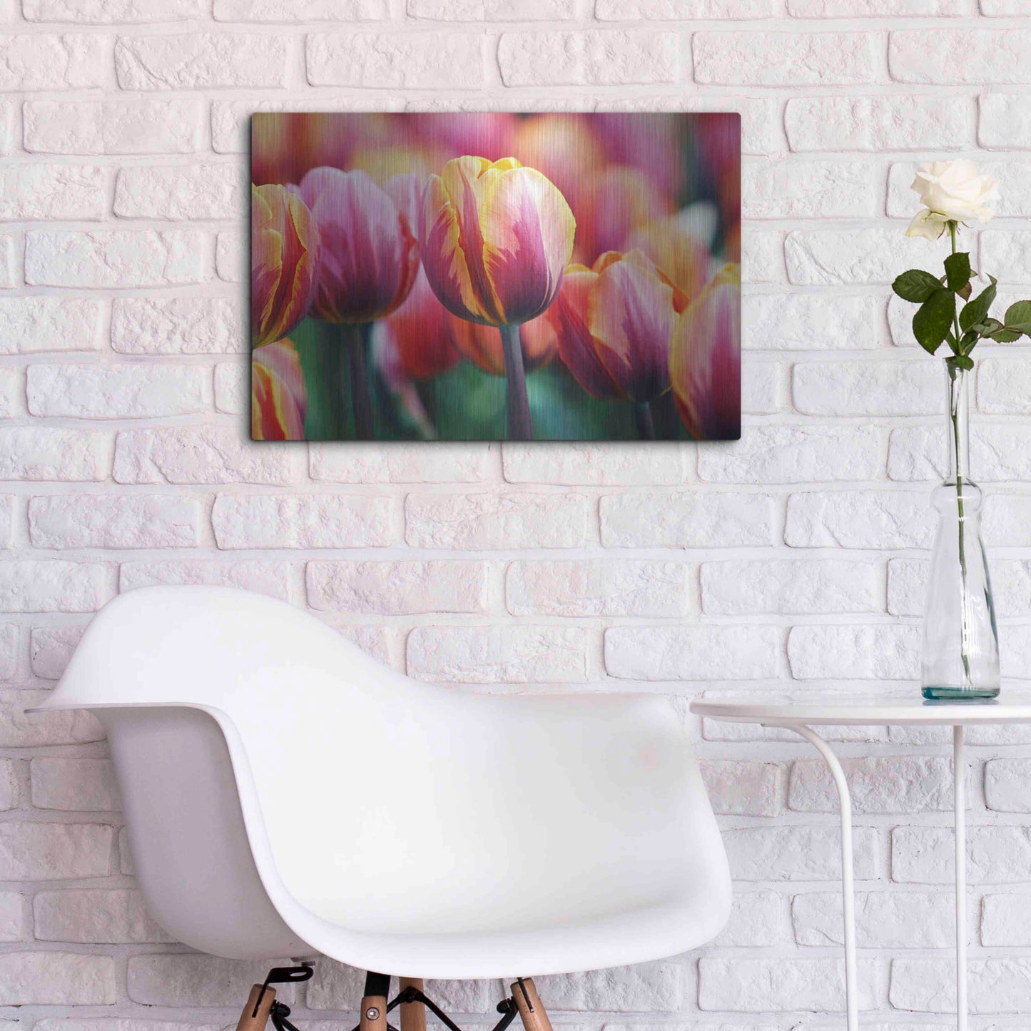 Luxe Metal Art 'Big Love Tulips' by Clive Branson, Metal Wall Art,24x16