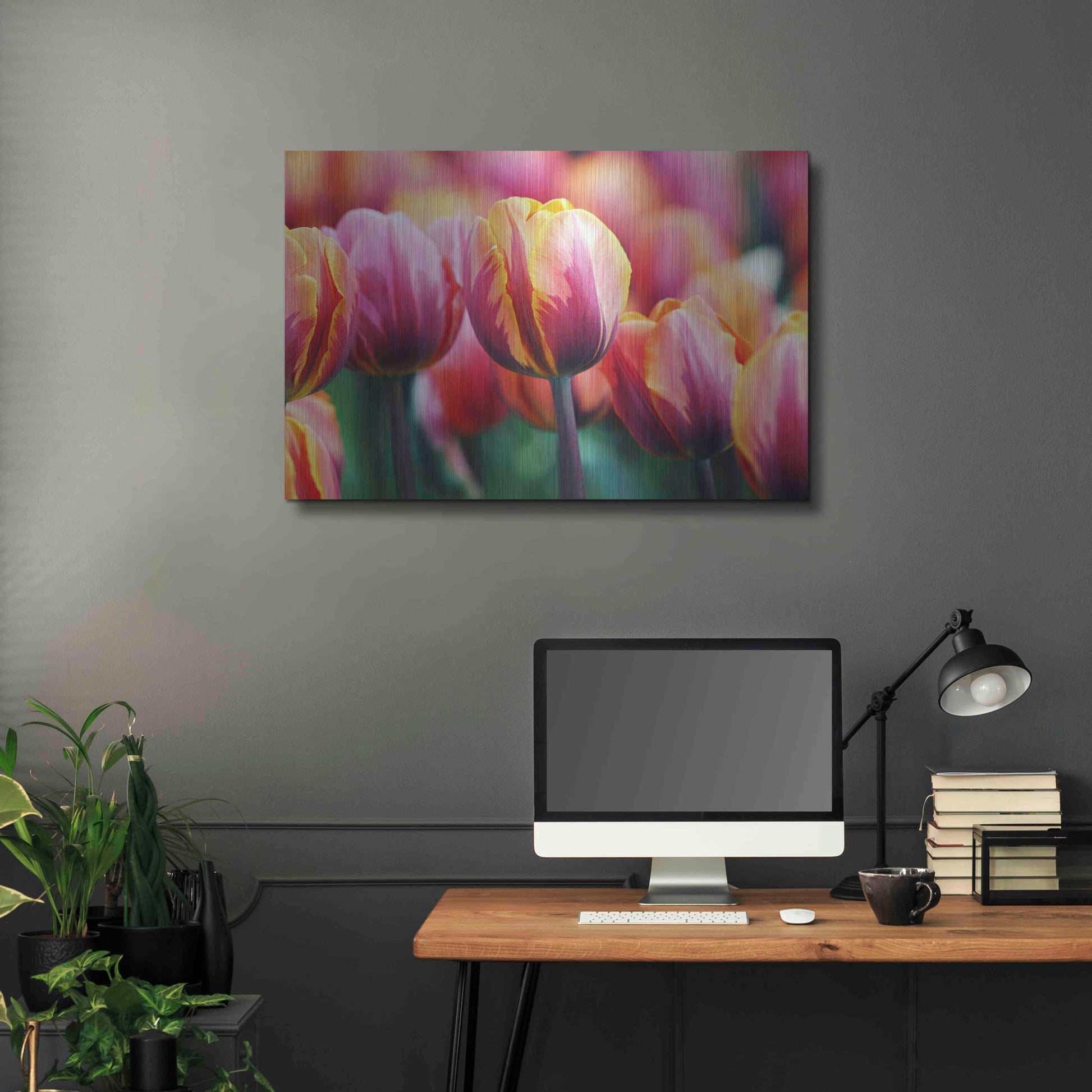 Luxe Metal Art 'Big Love Tulips' by Clive Branson, Metal Wall Art,36x24