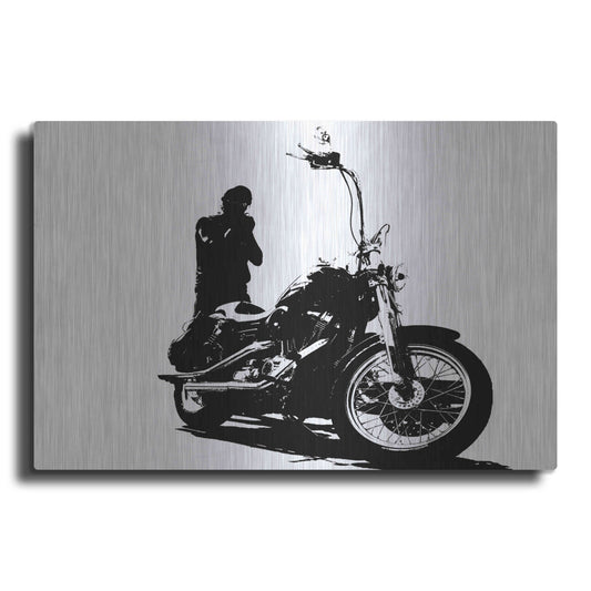 Luxe Metal Art 'Harley Davidson and Rider' by Clive Branson, Metal Wall Art