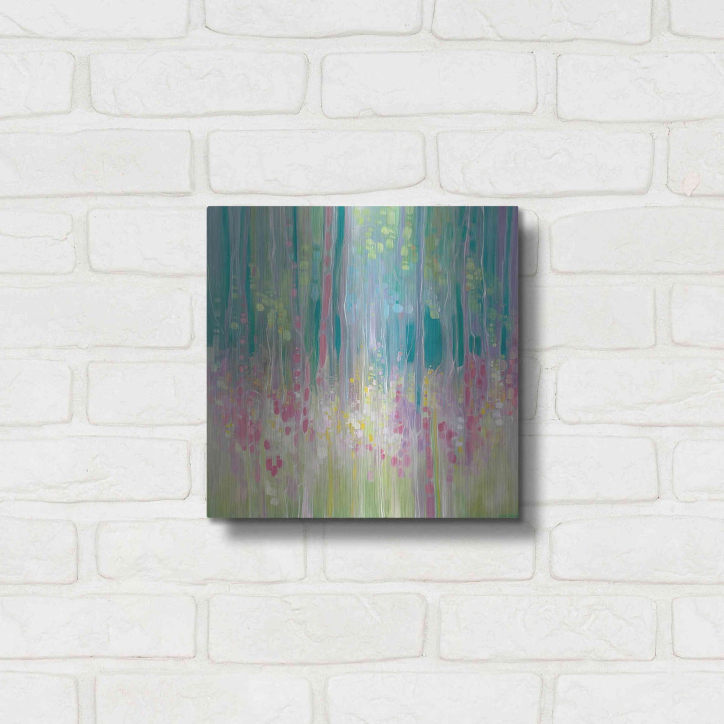 Luxe Metal Art 'Abstract Summer' by Gill Bustamante, Metal Wall Art,12x12