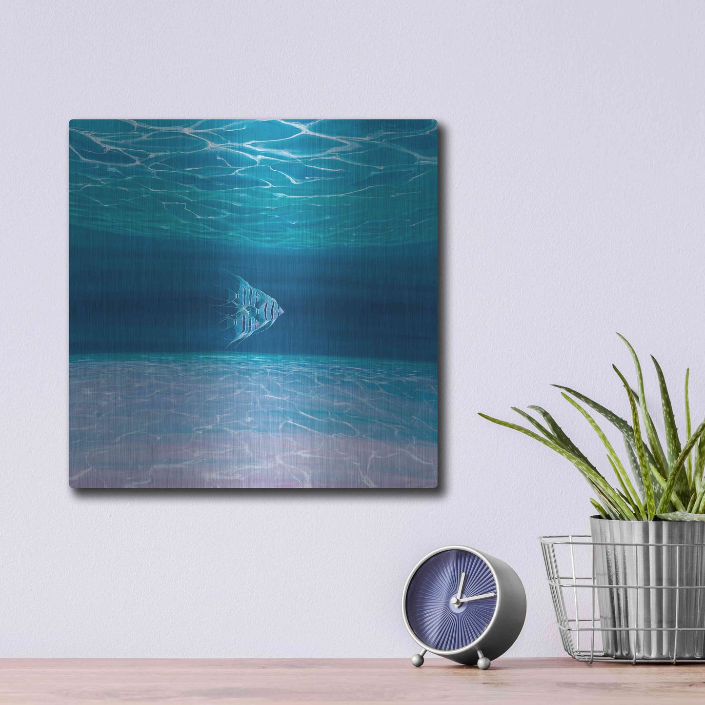 Luxe Metal Art 'Blue Angels Blue Sea' by Gill Bustamante, Metal Wall Art,12x12